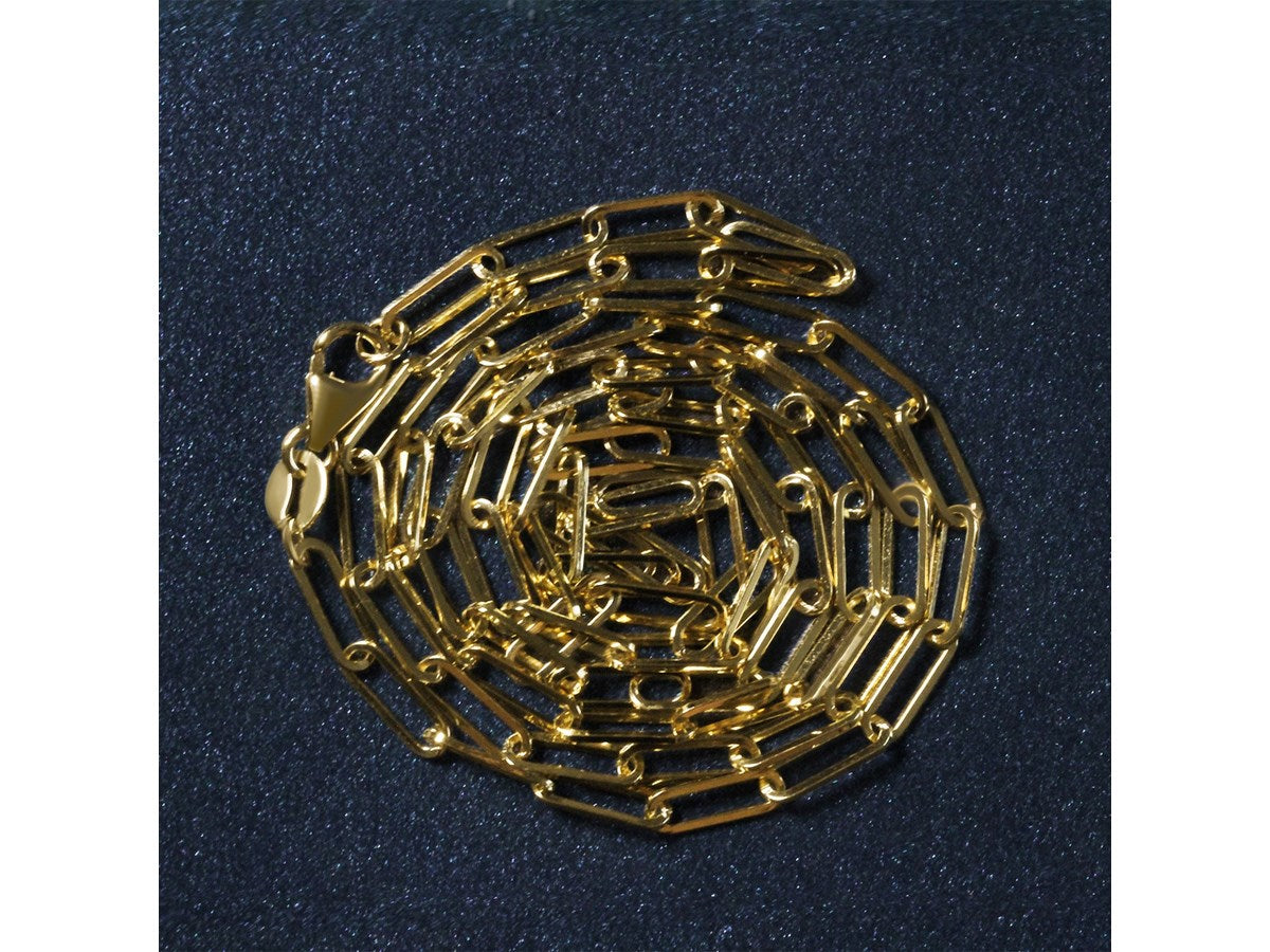 Gold Plated Paperclip Chain Necklace in Sterling Silver (2.50 mm)