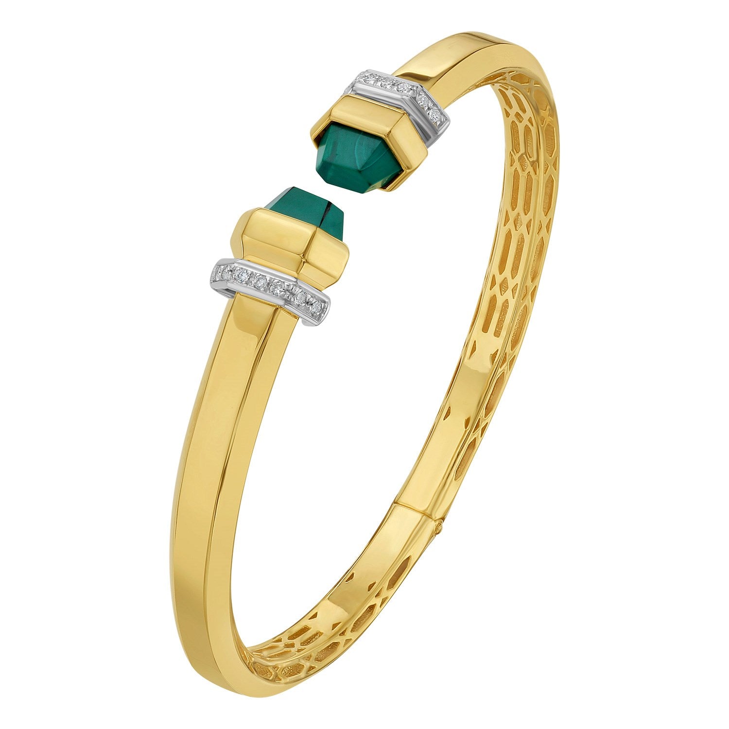 Art Deco Pyramid Diamond Cuff Bangle 0.14 CT