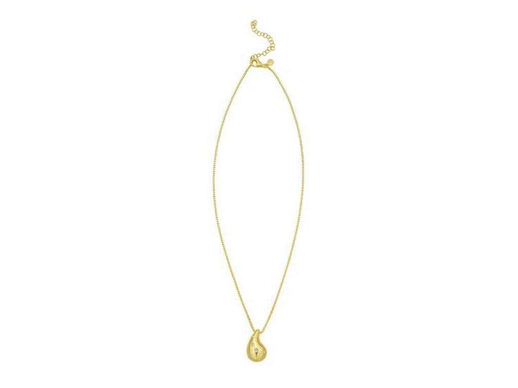 Puffed Raindrop CZ Silver Pendant Necklace