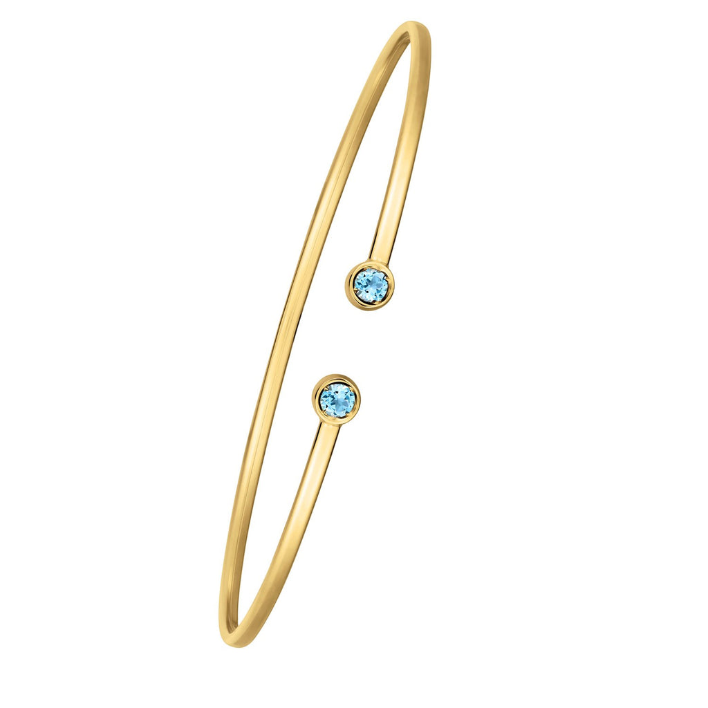 Blue Topaz Open Cuff Bangle 2.00mm