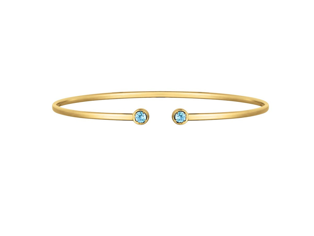 Blue Topaz Open Cuff Bangle 2.00mm
