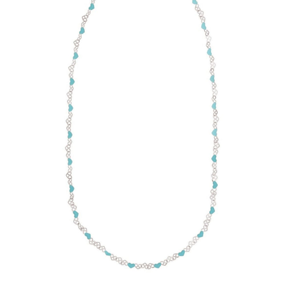 Blue Enamel Heart Sterling Silver Necklace
