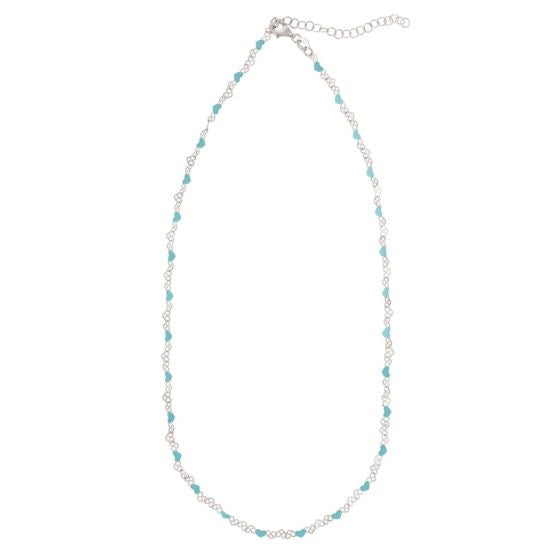 Blue Enamel Heart Sterling Silver Necklace