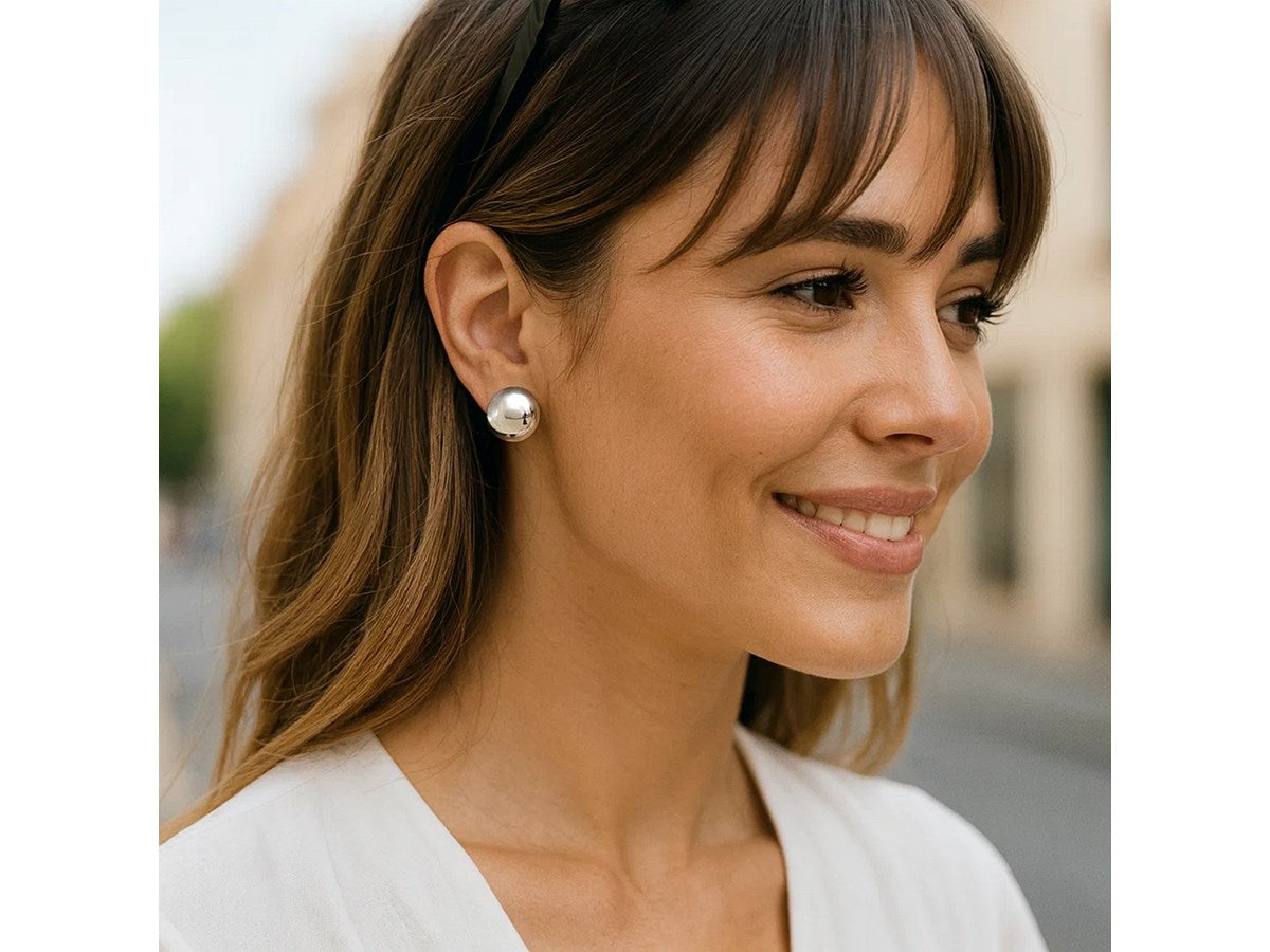 Puffed Button Omega Earrings