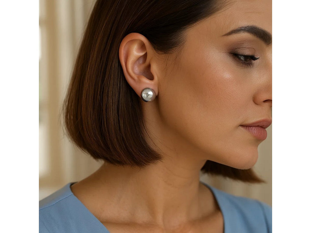 Puffed Button Omega Earrings