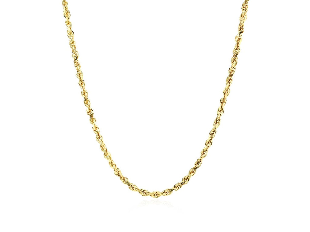 14KT Yellow Gold Diamond Cut Rope Chain Necklace