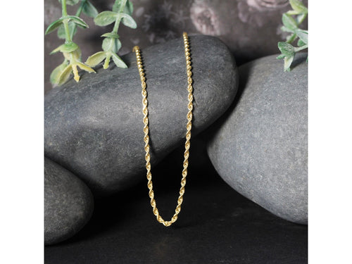 14KT Yellow Gold Diamond Cut Rope Chain Necklace