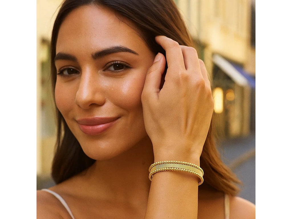 Pallina Ribbed Cuff Bangle 9.00mm