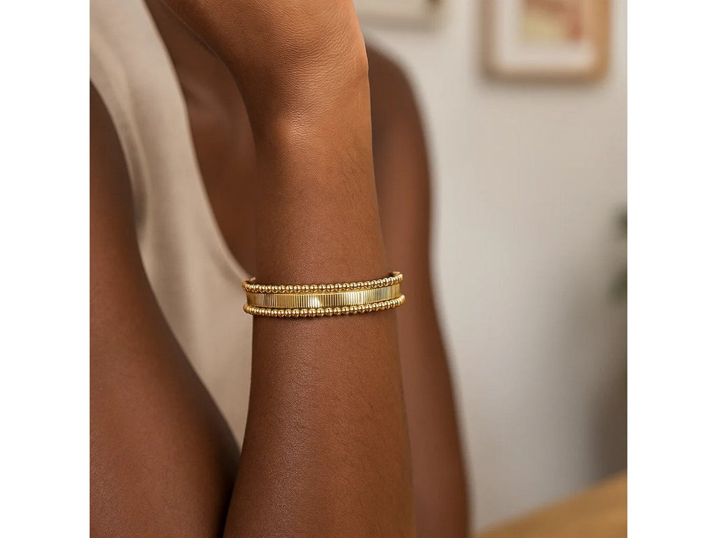 Pallina Ribbed Cuff Bangle 9.00mm