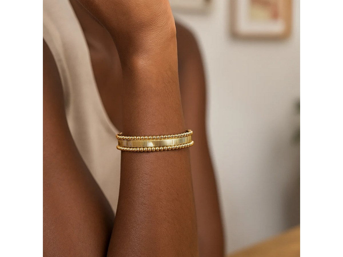Pallina Ribbed Cuff Bangle 9.00mm