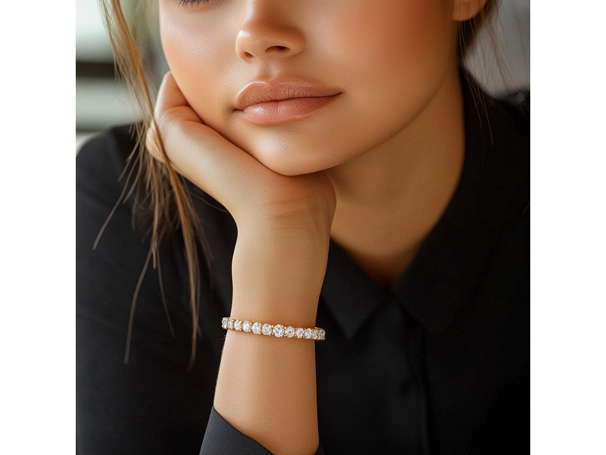 Lab Grown Diamond Tennis Bracelet in 14K Yellow Gold (8 CTTW Round Cut)
