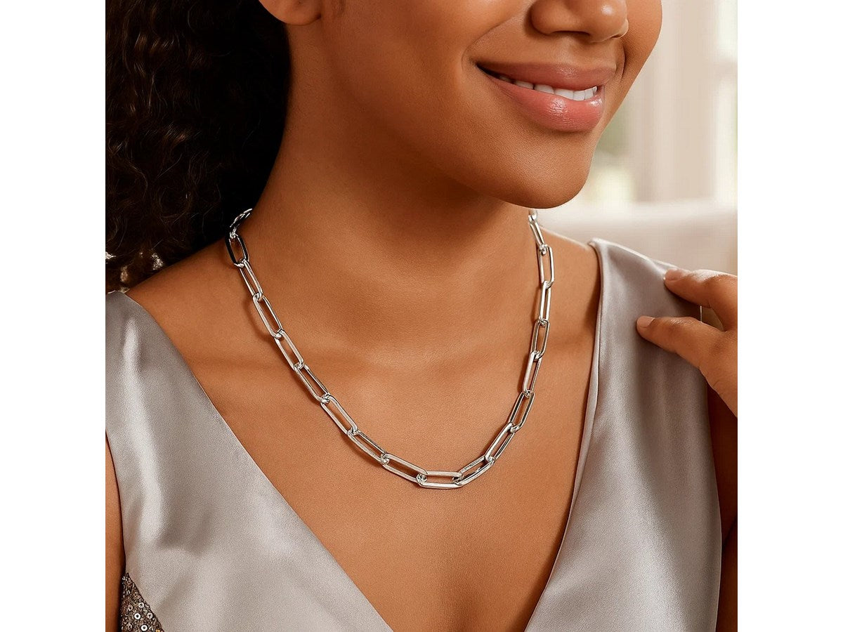 Classic Paperclip Chain Sterling Silver Necklace