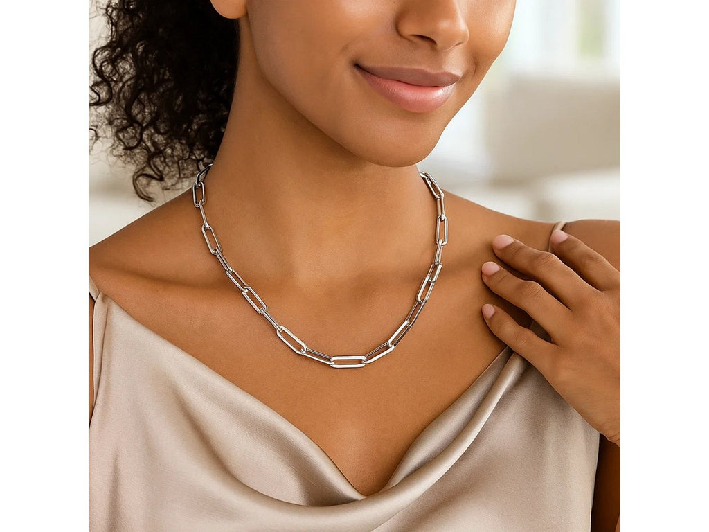 Classic Paperclip Chain Sterling Silver Necklace