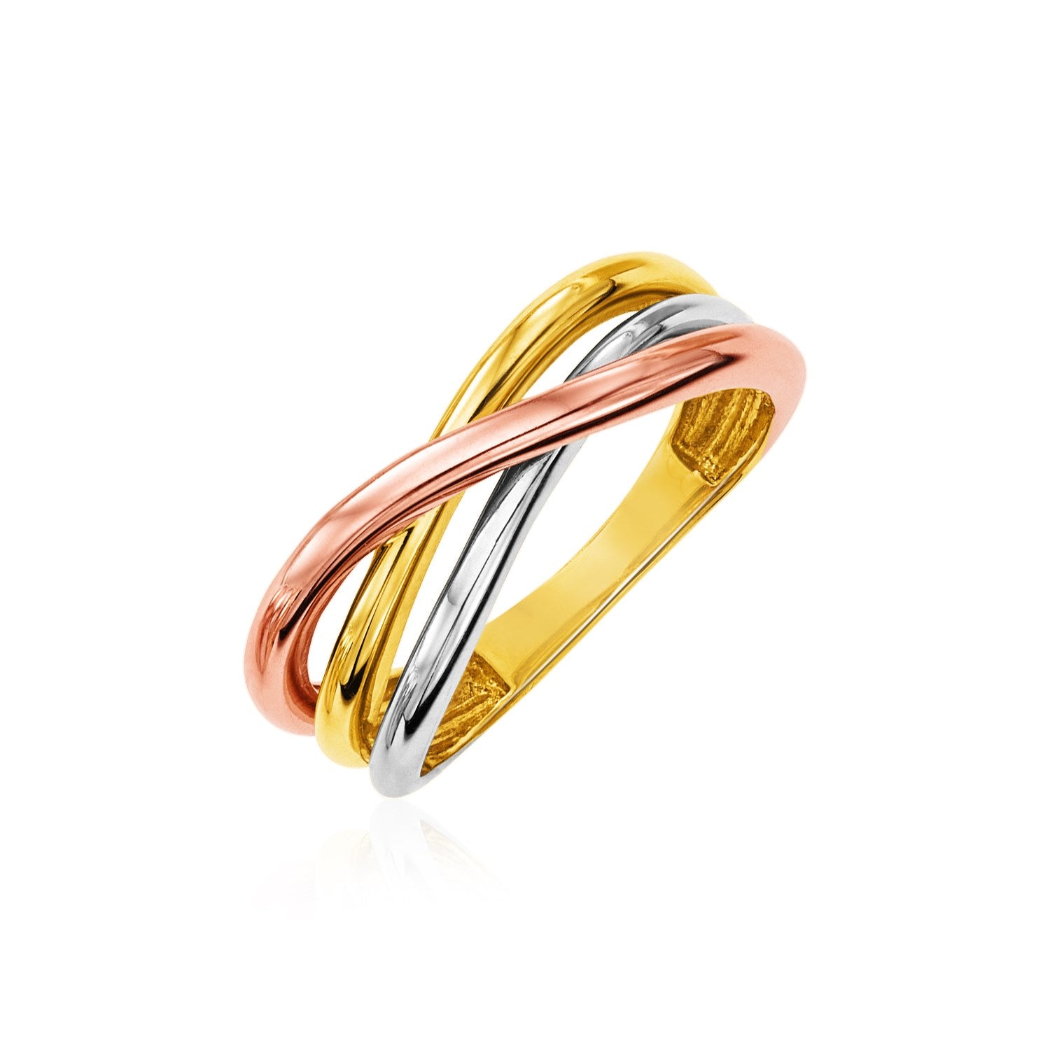 Tri-Color Twist Design Stackable Ring