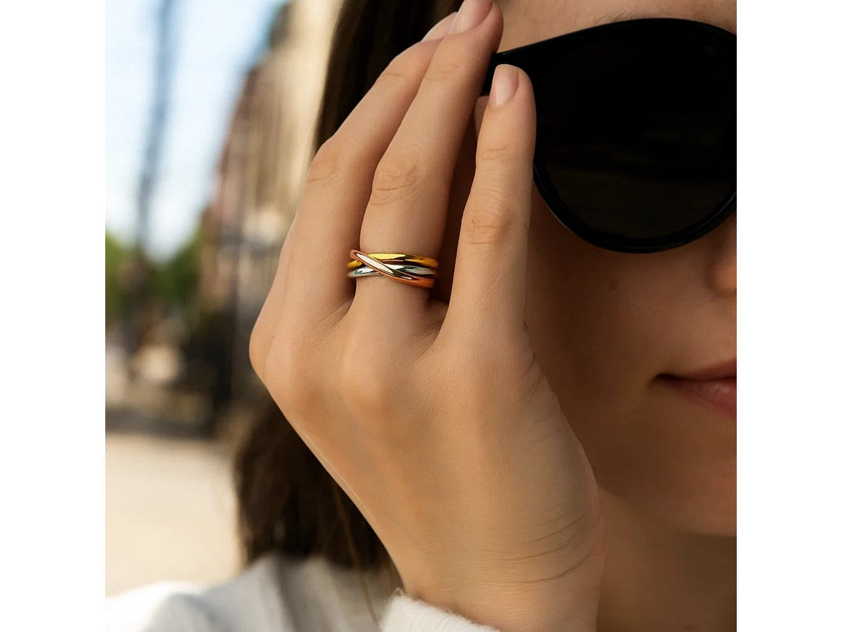 Tri-Color Twist Design Stackable Ring