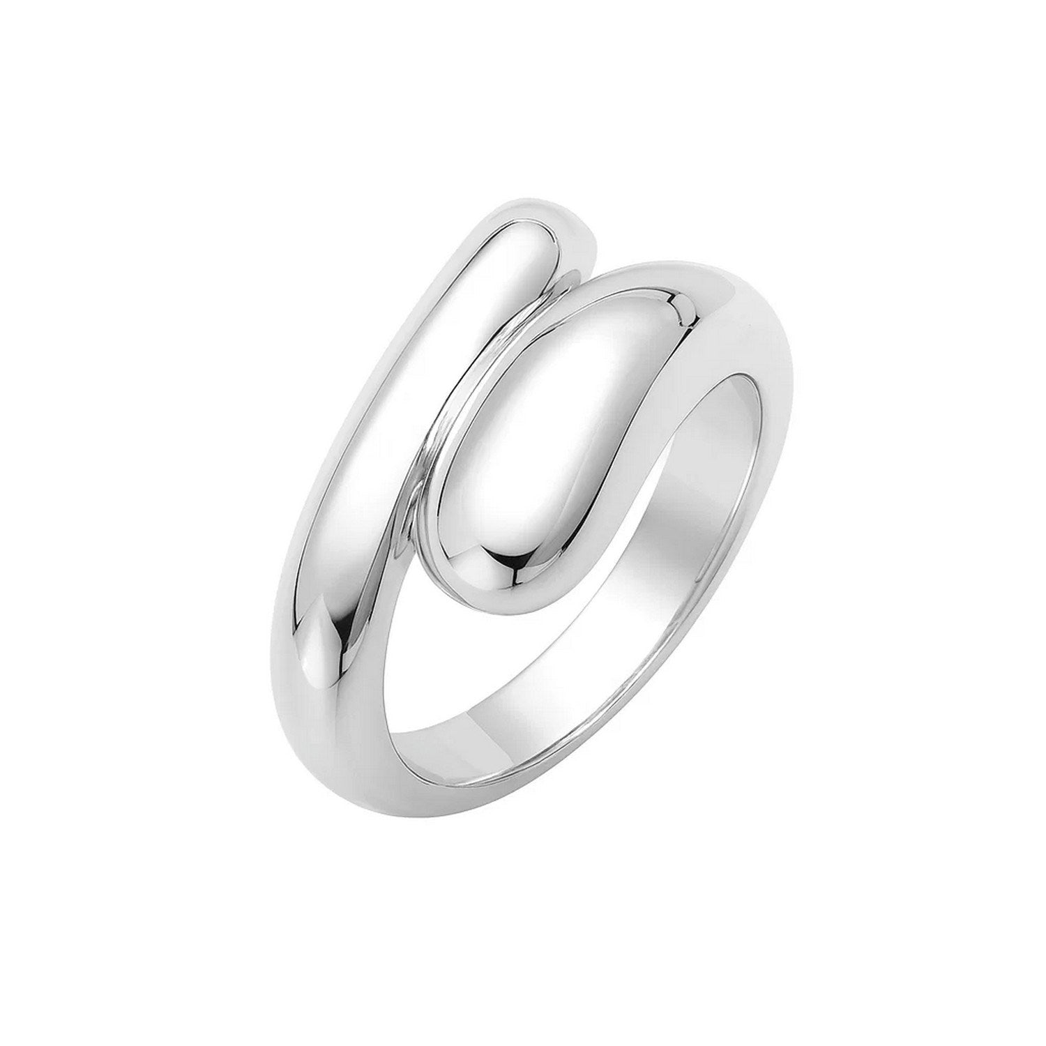 Sculpted Coiled Sterling Silver Ring Rhodium