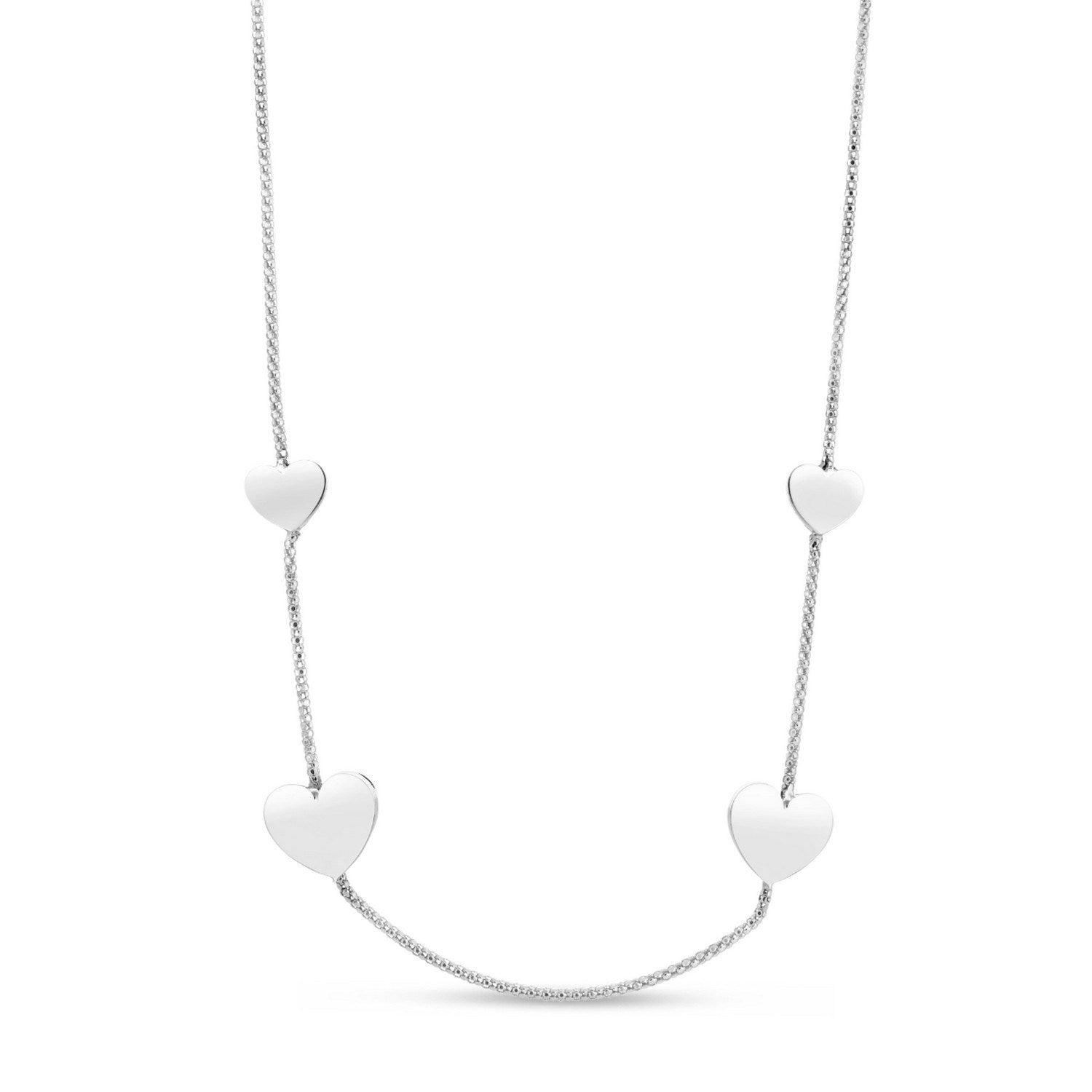 Heart Station Sterling Silver Chain Necklace