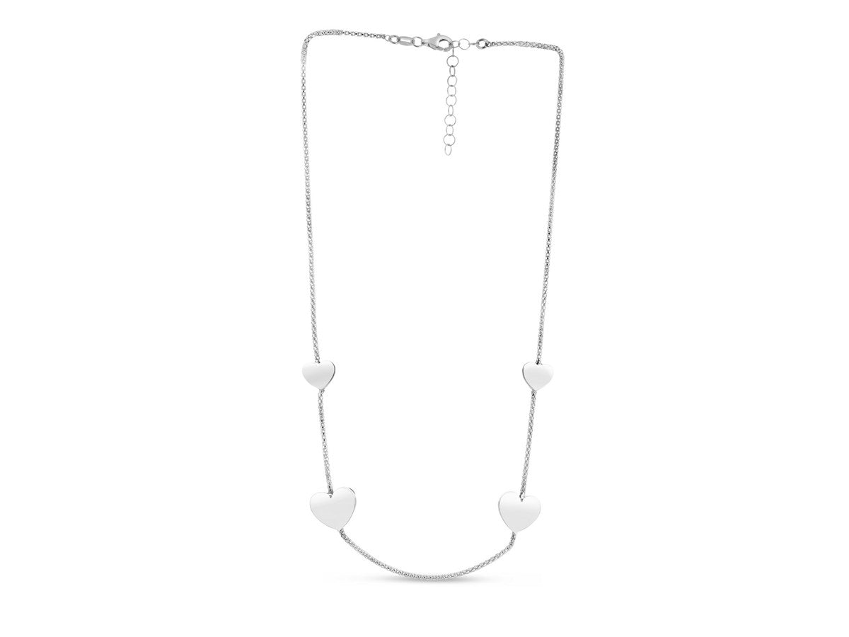 Heart Station Sterling Silver Chain Necklace