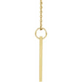 Yellow Gold .03 CT Diamond Engravable Bar Necklace Adjustable 16 to 18 Inch Pendant