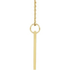 Yellow Gold .03 CT Diamond Engravable Bar Necklace Adjustable 16 to 18 Inch Pendant