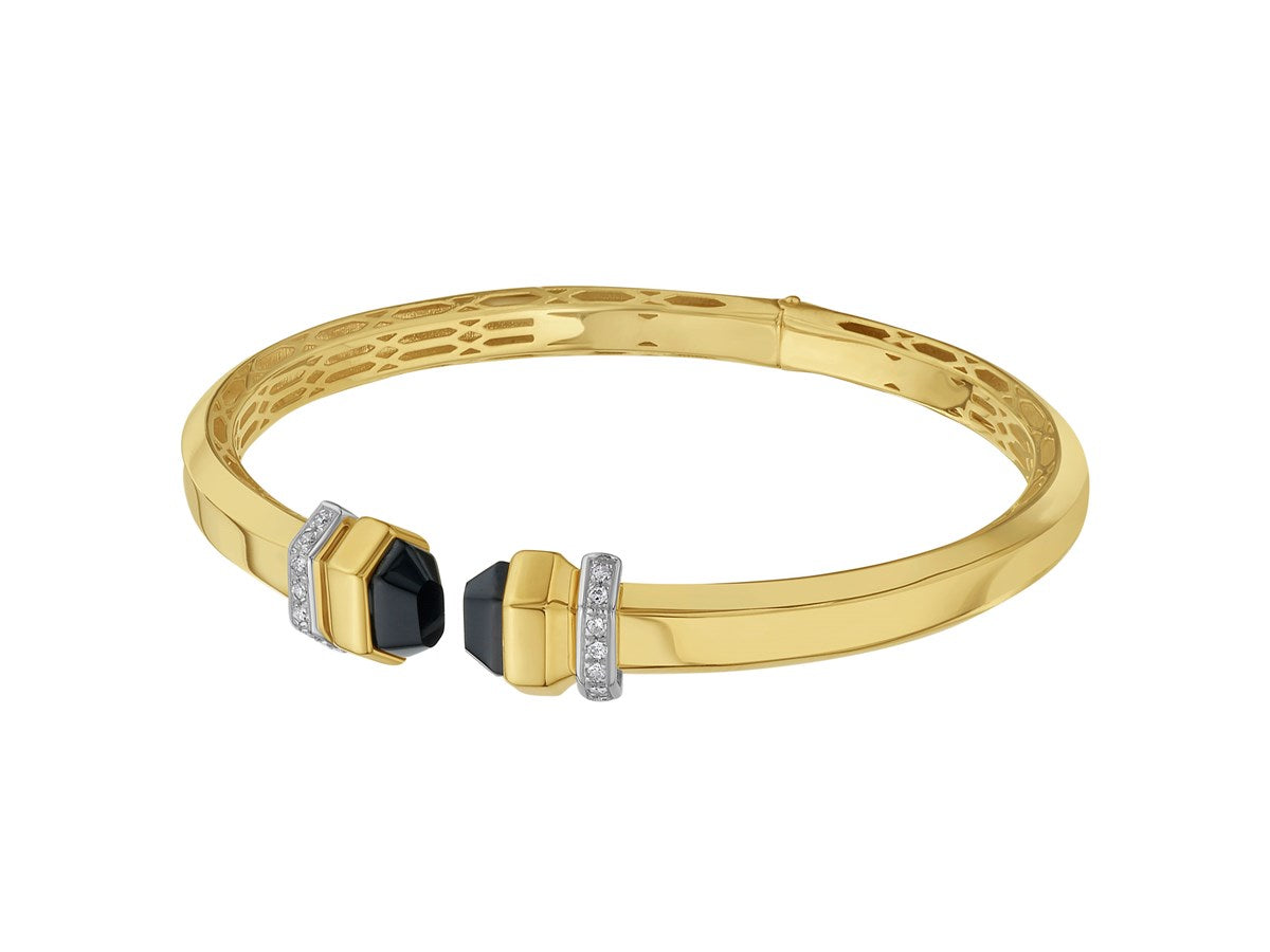 Black Pyramid Diamond Art Deco Cuff Bangle 0.14 CT