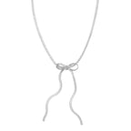 Elegant Snake Chain Bow Necklace with Polished Finish