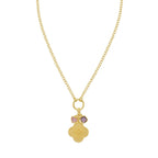 Floral CZ Charm Necklace with Polished Finish