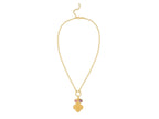 Floral CZ Charm Necklace with Polished Finish