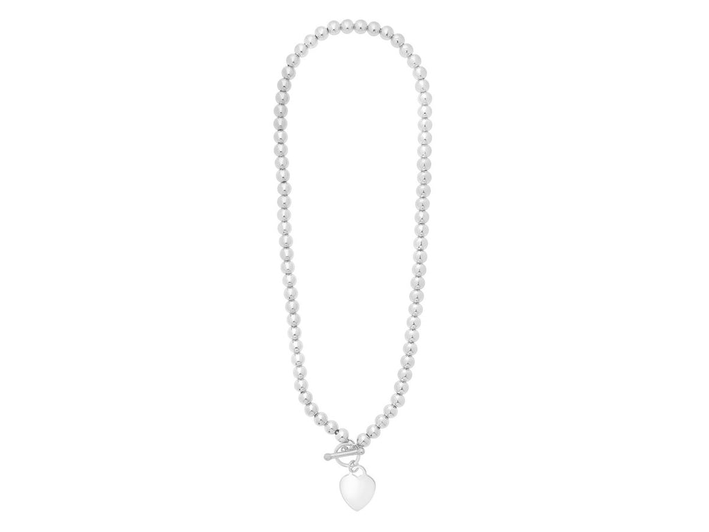 Beaded Heart Toggle Necklace with Polished Finish