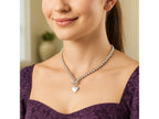 Beaded Heart Toggle Necklace with Polished Finish