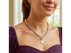 Beaded Heart Toggle Necklace with Polished Finish