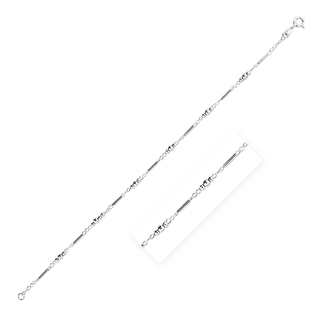 Polished Bar and Bead Chain Anklet