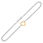 Two-Tone Open Heart Station Anklet