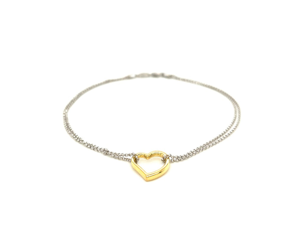Two-Tone Open Heart Station Anklet