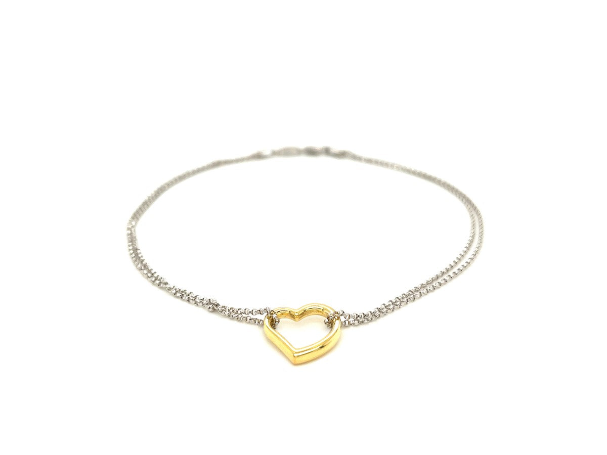 Two-Tone Open Heart Station Anklet