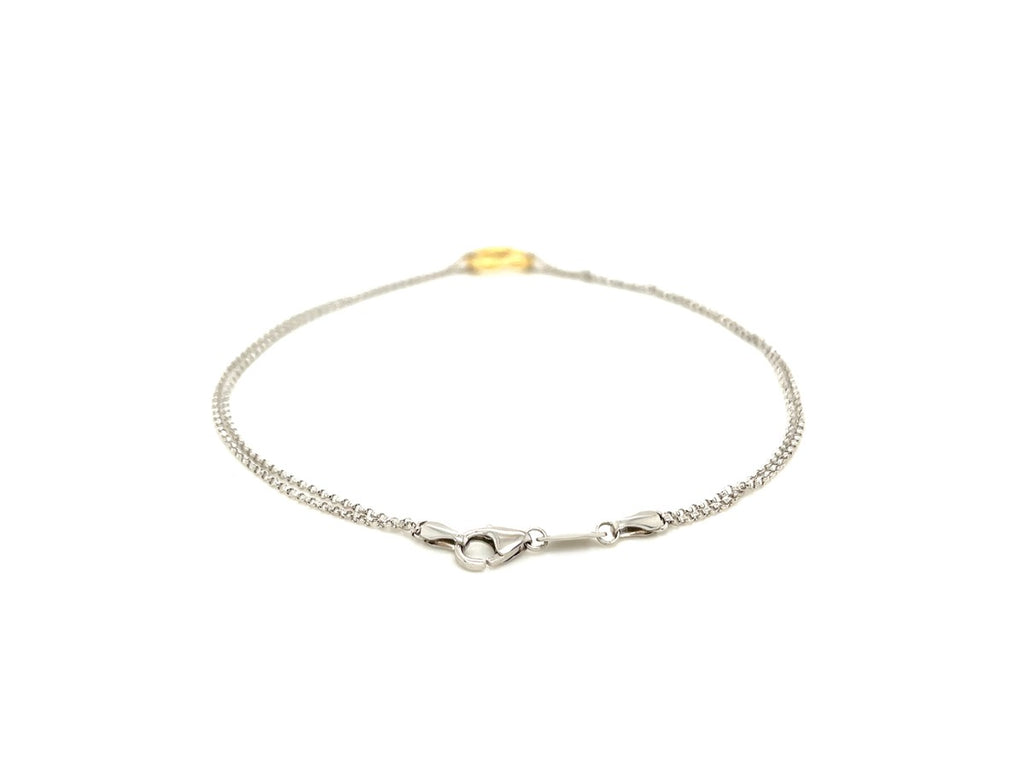 Two-Tone Open Heart Station Anklet