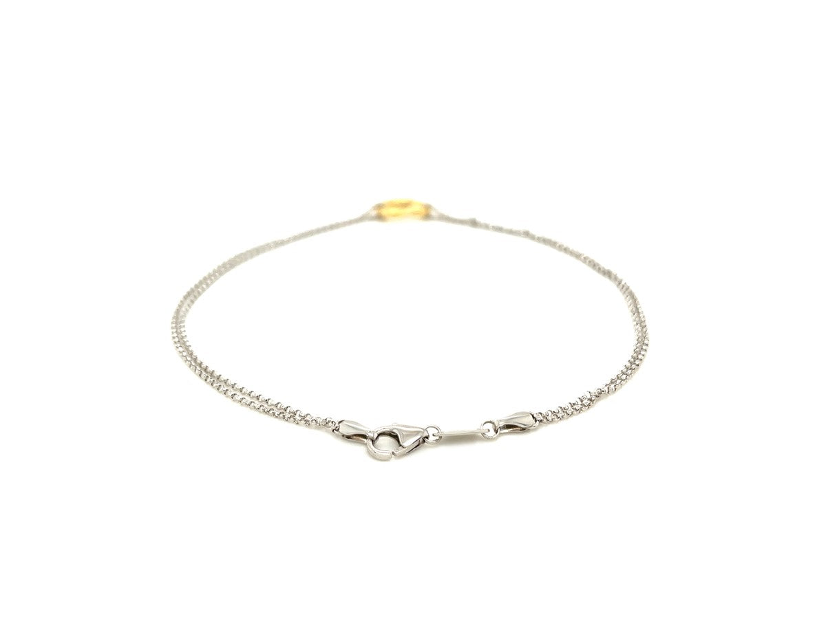 Two-Tone Open Heart Station Anklet
