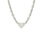 Flat Heart Station Chain Necklace Polished Finish