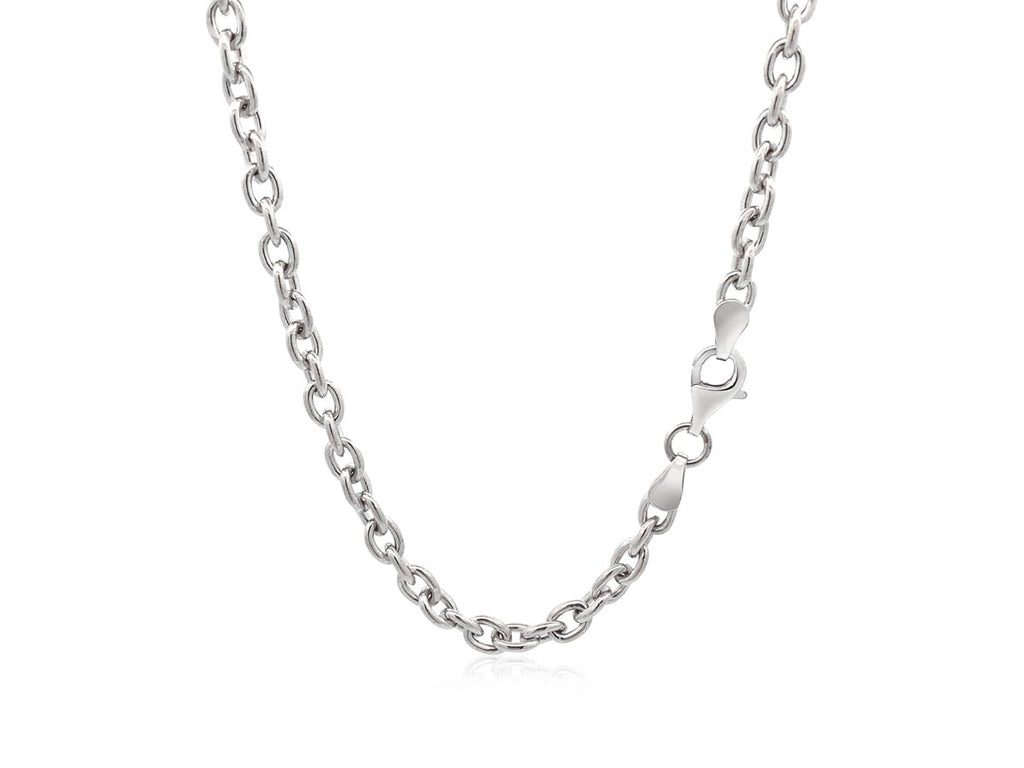 Flat Heart Station Chain Necklace Polished Finish