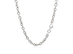 Flat Heart Station Chain Necklace Polished Finish