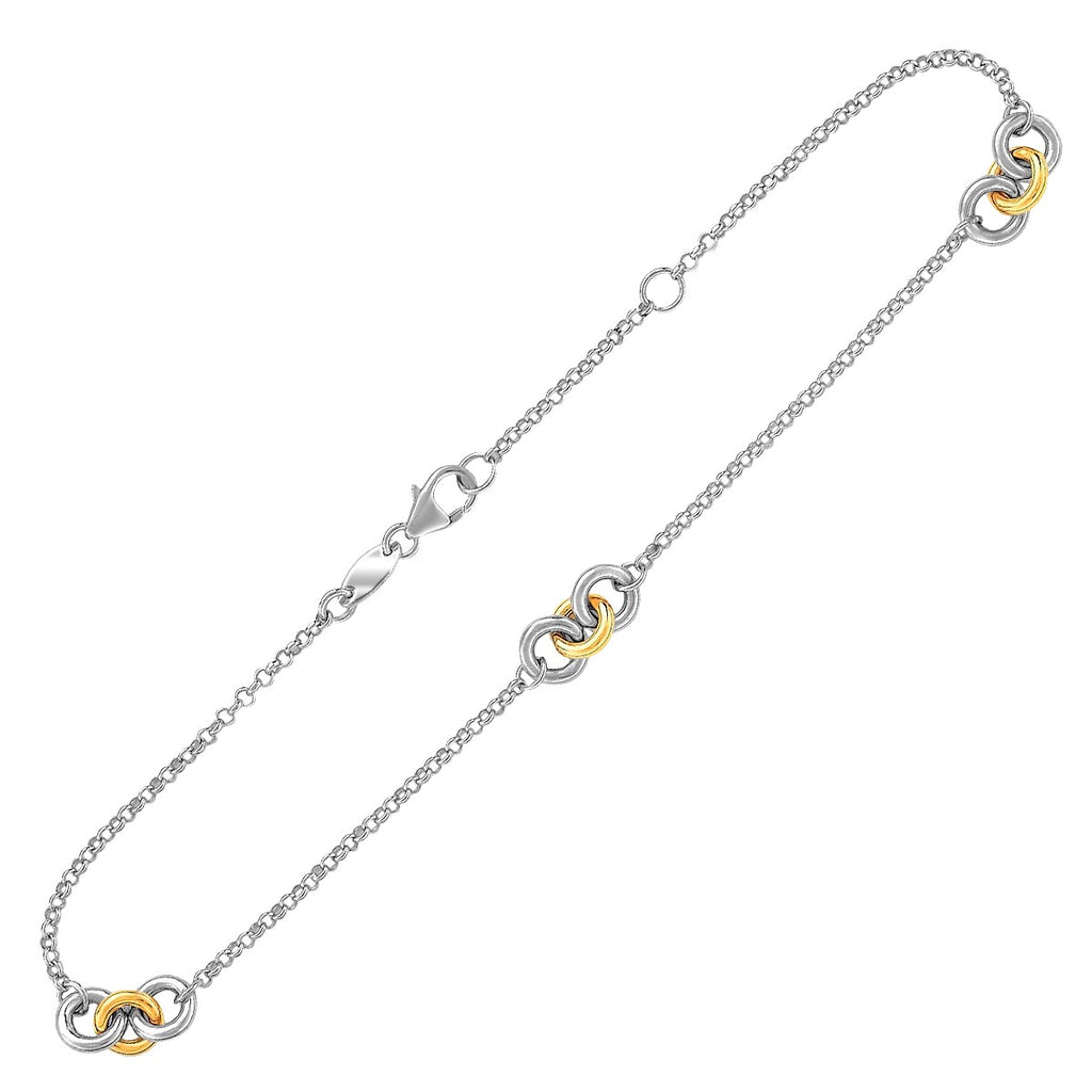 Two-Tone Triple Ring Station Anklet