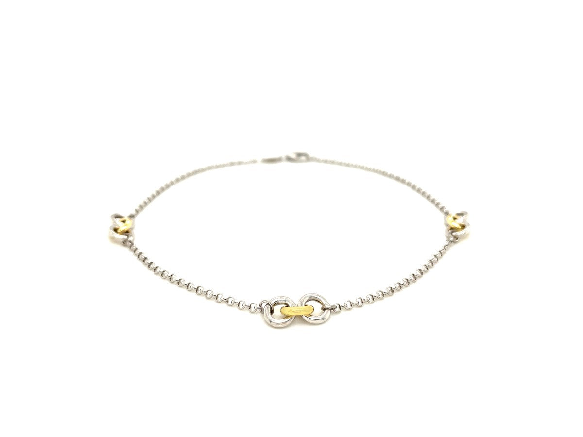 Two-Tone Triple Ring Station Anklet