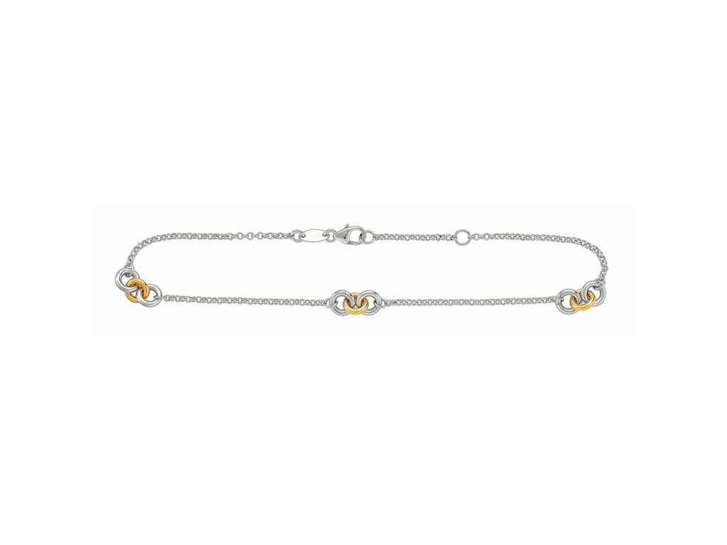 Two-Tone Triple Ring Station Anklet
