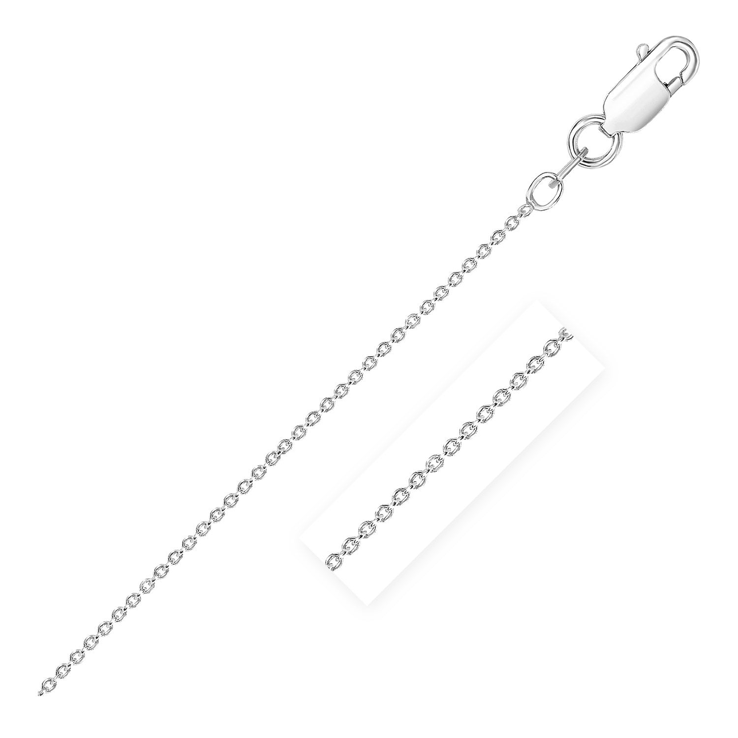 Sterling Silver Rhodium Plated Round Cable Chain Necklace