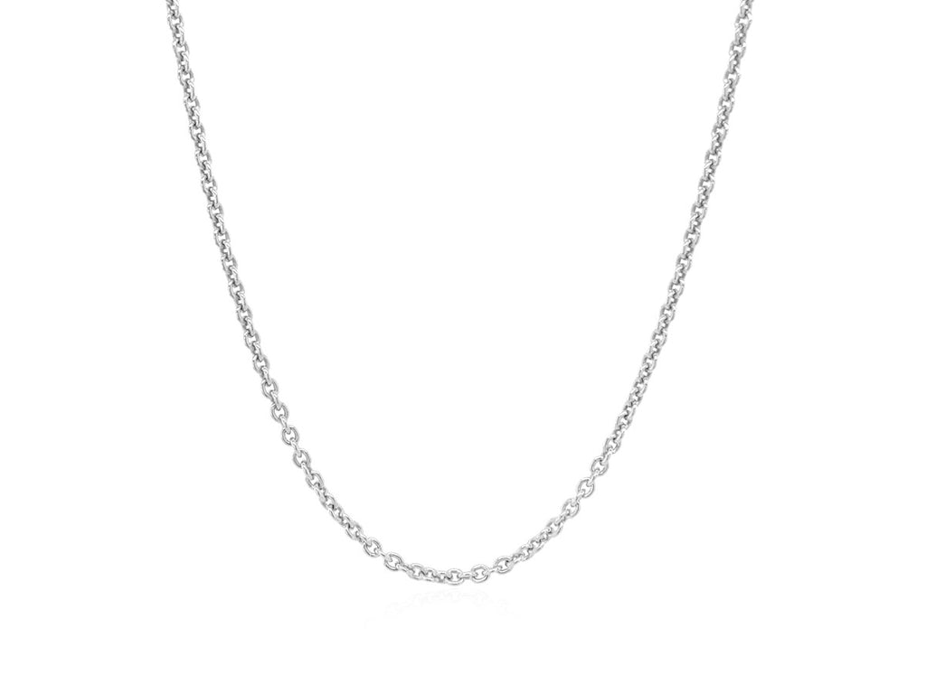 Sterling Silver Rhodium Plated Round Cable Chain Necklace