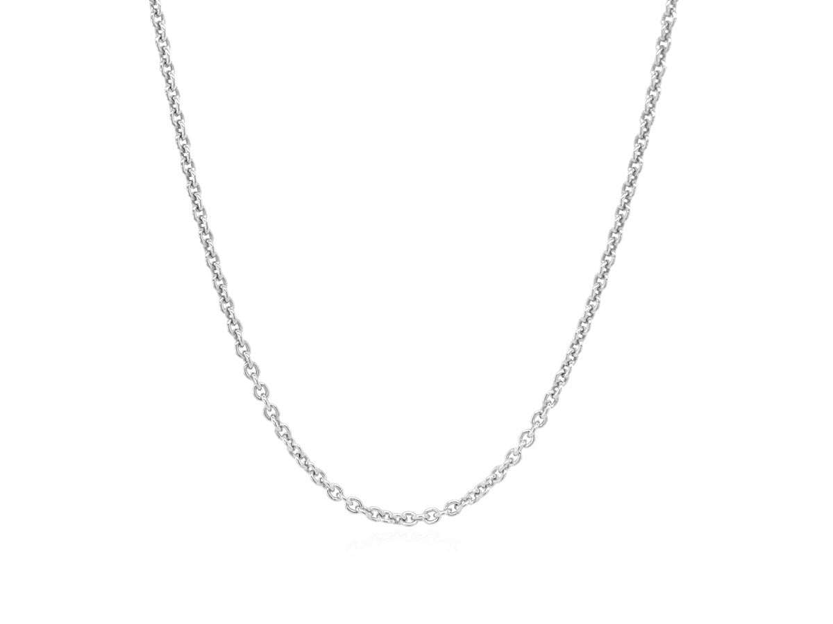 Sterling Silver Rhodium Plated Round Cable Chain Necklace