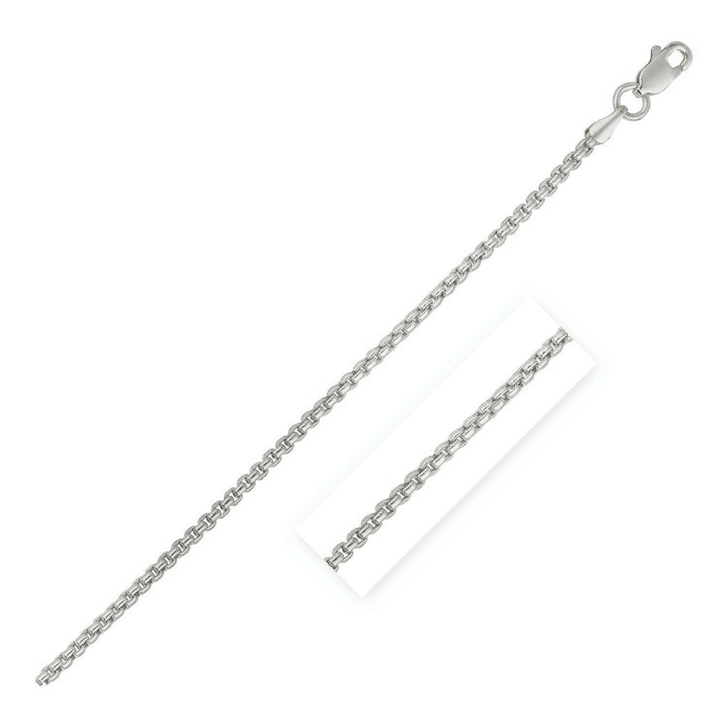 Sterling Silver Rhodium Plated Round Box Chain Necklace