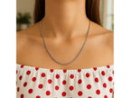 Sterling Silver Rhodium Plated Round Box Chain Necklace
