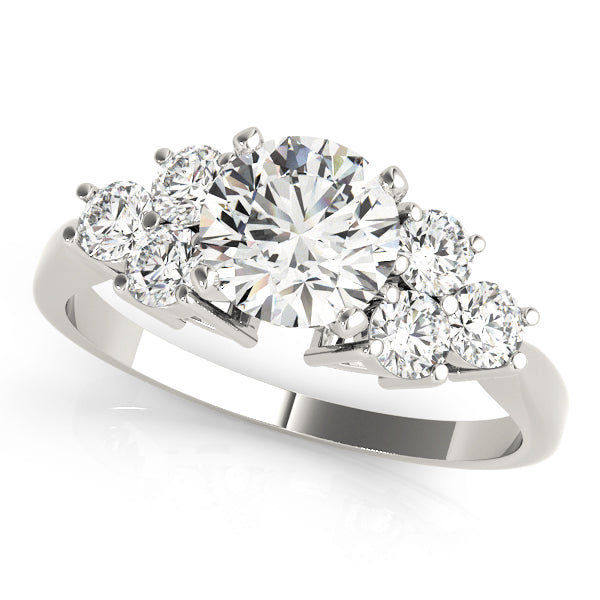 Round Cluster Peg Head Accent Engagement Ring