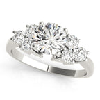 Round Cluster Peg Head Accent Engagement Ring